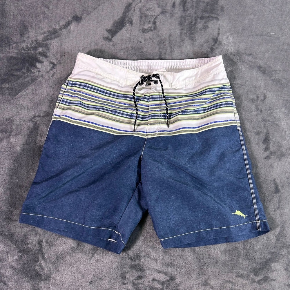 Y2K Tommy Bahama Swim Trunks Board Shorts Mens Large Blue Stripe Relax